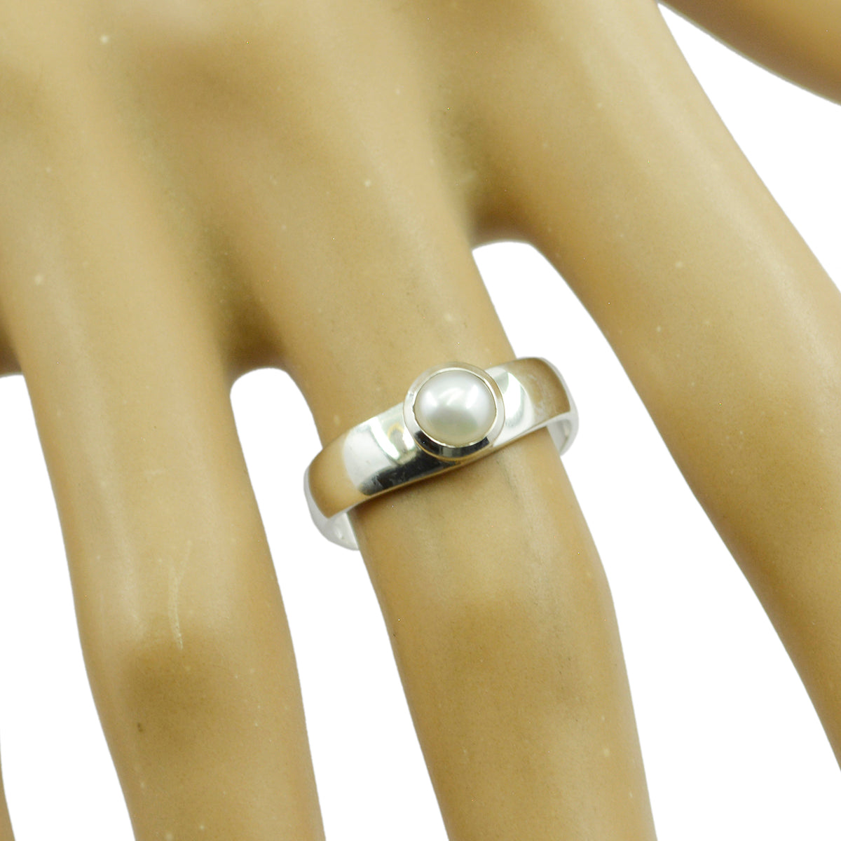 Pearl Solitaire Turkish Silver White Gemstone Whisper thin Abstract Ring Jewellery