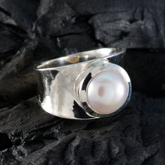 Pearl Solitaire German Sterling Silver White Gems Edgy Armor Band Jewelry