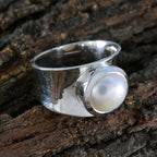 Pearl Solitaire German Sterling Silver White Gems Edgy Armor Band Jewelry