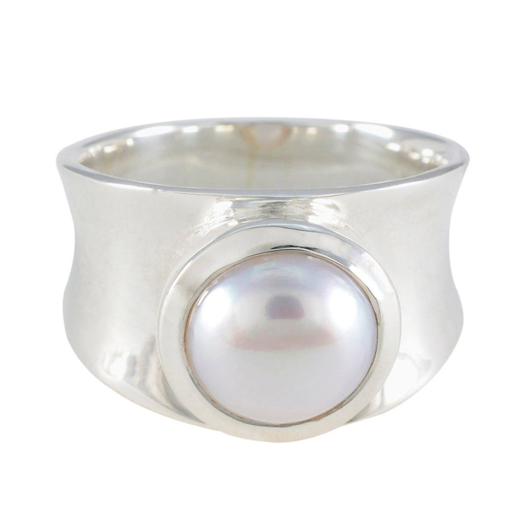 Pearl Solitaire German Sterling Silver White Gems Edgy Armor Band Jewelry