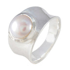 Pearl Solitaire German Sterling Silver White Gems Edgy Armor Band Jewelry