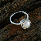 Pearl Solitaire Indian 925 Silver White Gemstones Tiny Contemporary Ring Jewellery