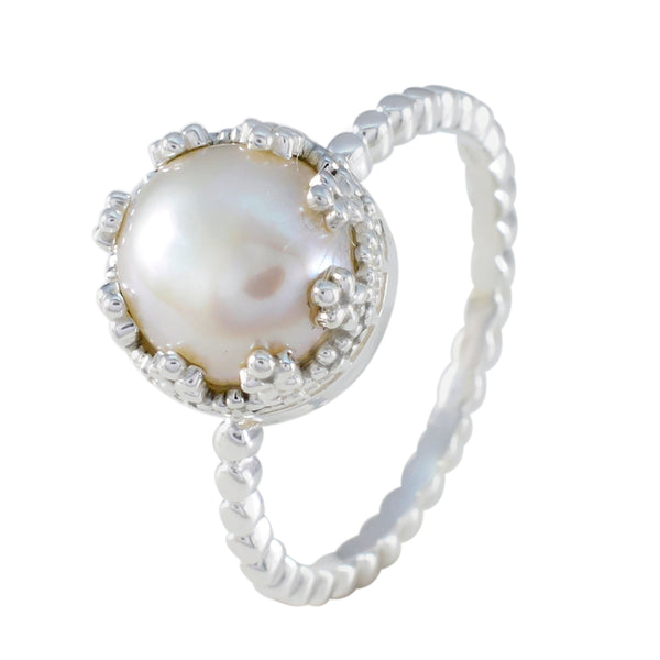 Pearl Solitaire Indian 925 Silver White Gemstones Tiny Contemporary Ring Jewellery