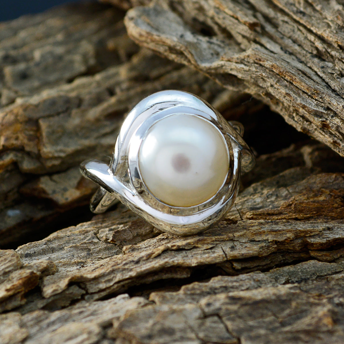 Pearl Solitaire French Sterling Silver White Gemstones Mid weight Glamorous Ring Jewellery
