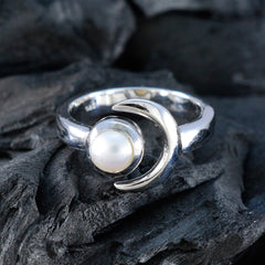 Pearl Solitaire German Sterling Silver White Gems Slim Moon & Sun Ring Jewellery