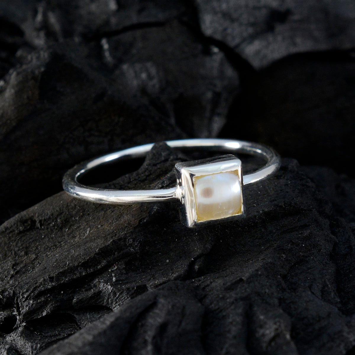 Pearl Solitaire Turkish Silver White Gemstone Elegant  Fairytale Ring Jewellery