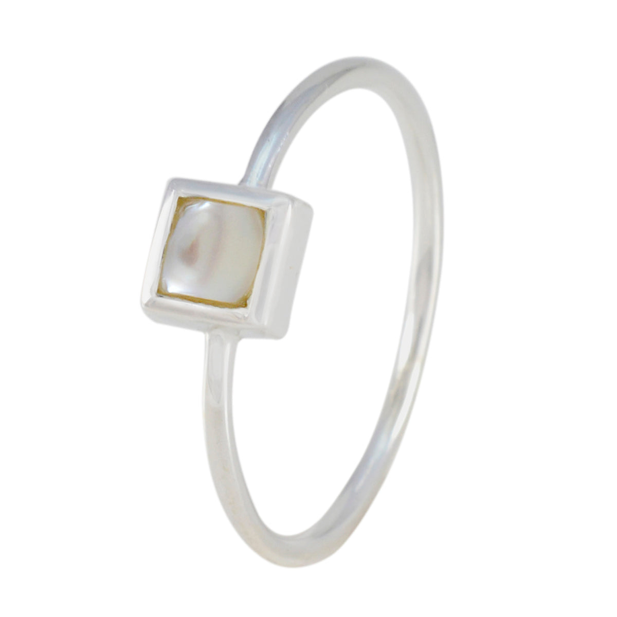 Parel Solitaire Turks Zilver Witte Edelsteen Elegante Sprookjesachtige Ring Sieraden Secundaire afbeelding