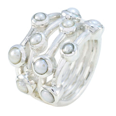 Pearl multiple Italian Silver White Gemstones Statement Armor Ring Jewelry