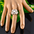 Pearl Navratna German Sterling Silver White Gemstones Chunky Victorian Ring Jewelry