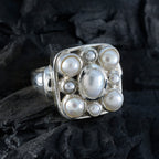 Pearl Navratna German Sterling Silver White Gemstones Chunky Victorian Ring Jewelry