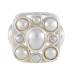 Pearl Navratna German Sterling Silver White Gemstones Chunky Victorian Ring Jewelry