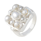 Pearl Navratna German Sterling Silver White Gemstones Chunky Victorian Ring Jewelry