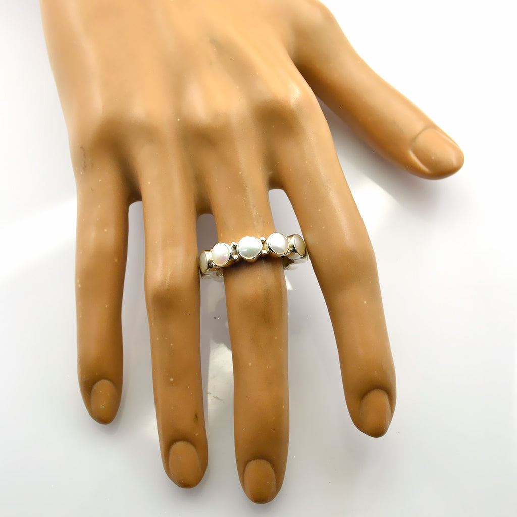 Pearl multiple French 925 Sterling Silver White Gemstones Classic Eternity Band Jewelry