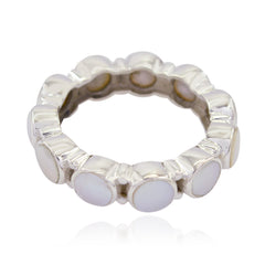Pearl multiple French 925 Sterling Silver White Gemstones Classic Eternity Band Jewelry