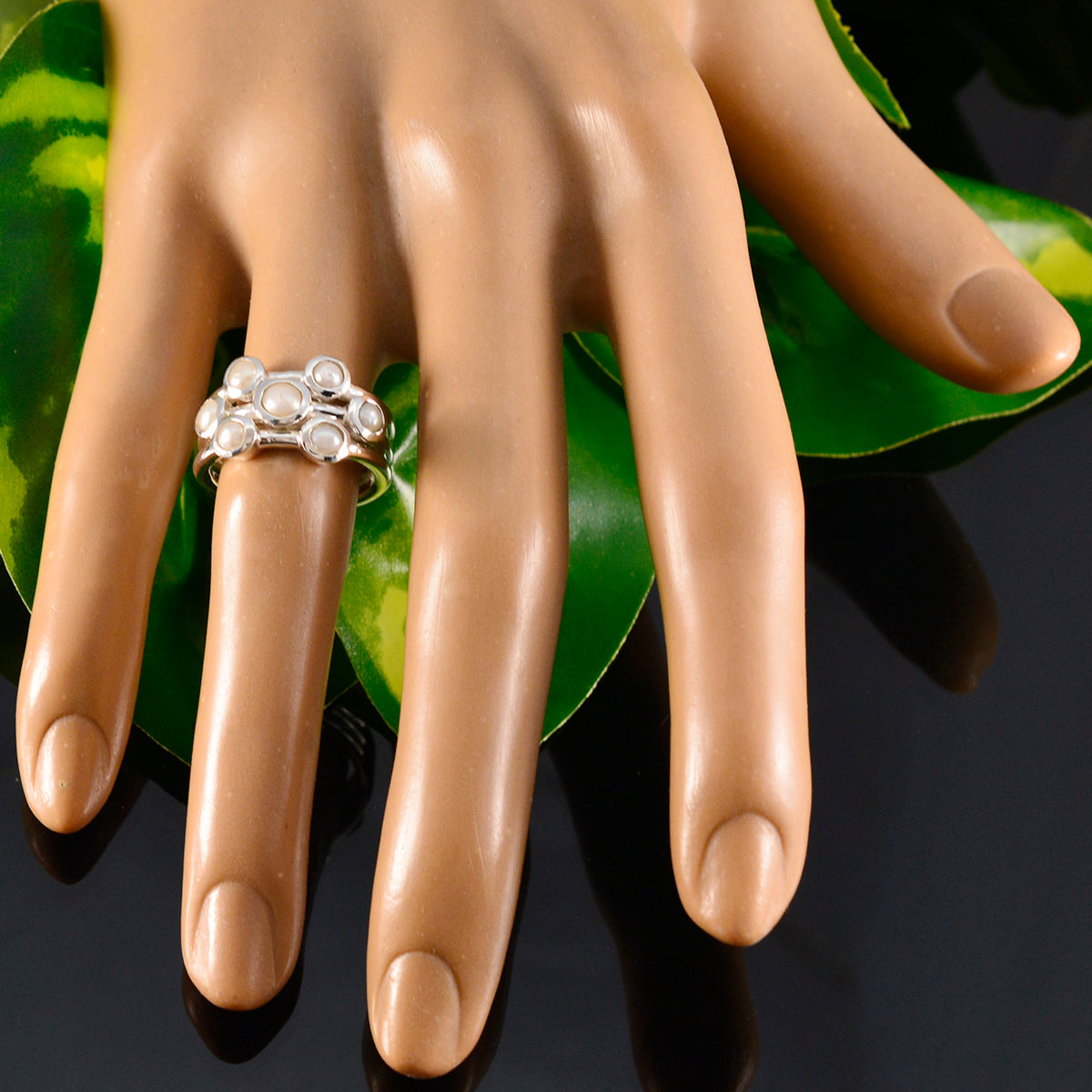 Pearl multiple African 925 Silver White Gemstone Eye catching Contemporary Ring Jewellery