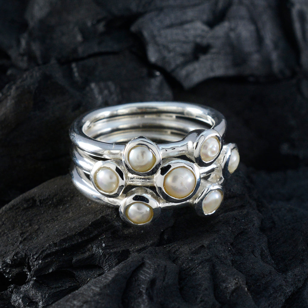 Pearl multiple African 925 Silver White Gemstone Eye catching Contemporary Ring Jewellery
