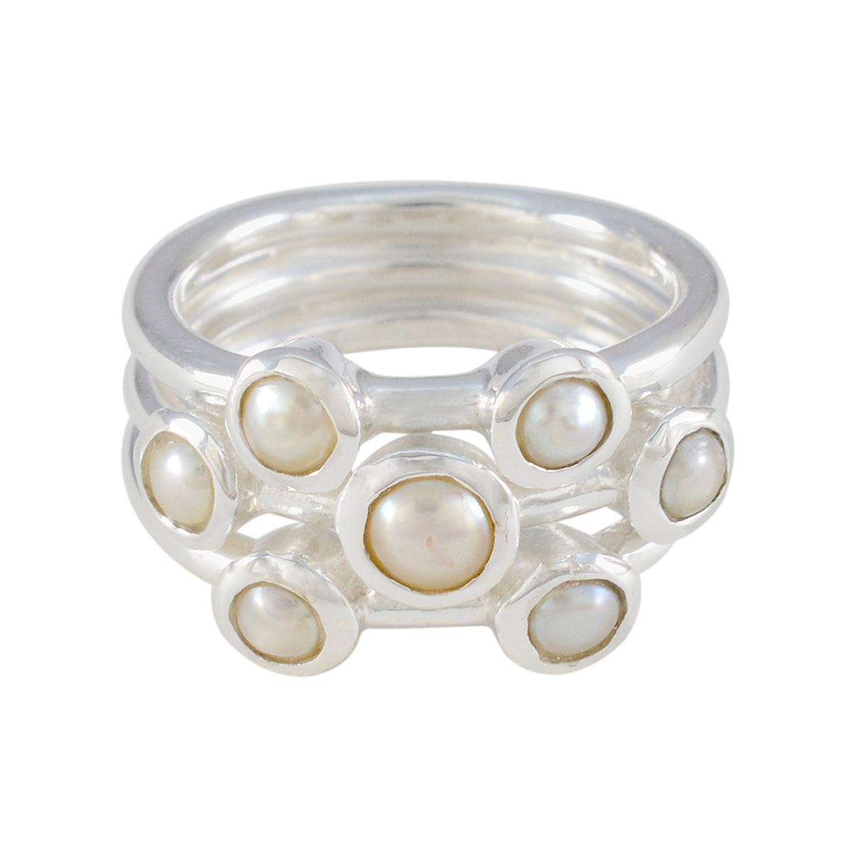 Pearl multiple African 925 Silver White Gemstone Eye catching Contemporary Ring Jewellery Main image