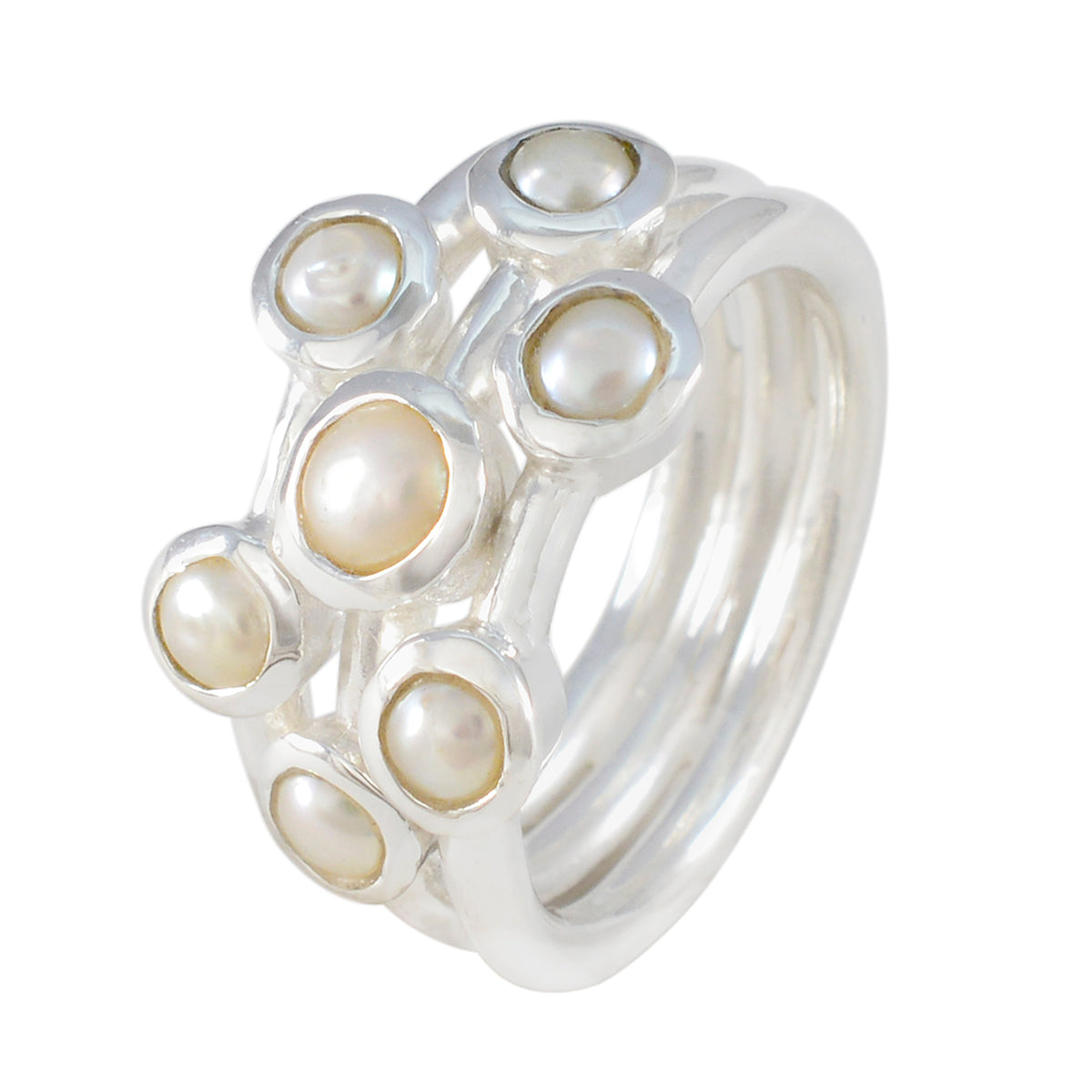Pearl multiple African 925 Silver White Gemstone Eye-catching Contemporary Ring Jewellery Secondary image