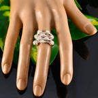 Pearl multiple Russian 925 Sterling Silver White Gemstones Versatile Trendy Ring Jewellery