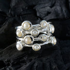 Pearl multiple Russian 925 Sterling Silver White Gemstones Versatile Trendy Ring Jewellery