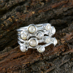 Pearl multiple Russian 925 Sterling Silver White Gemstones Versatile Trendy Ring Jewellery