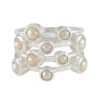 Pearl multiple Russian 925 Sterling Silver White Gemstones Versatile Trendy Ring Jewellery