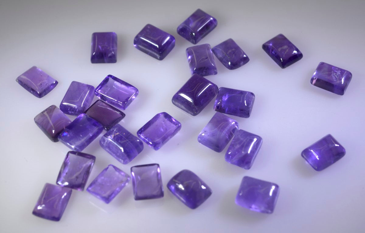 Amethyst 1PC Medium 8x10 MM Emerald Cabochon Purple Fiery semi Precious Gems