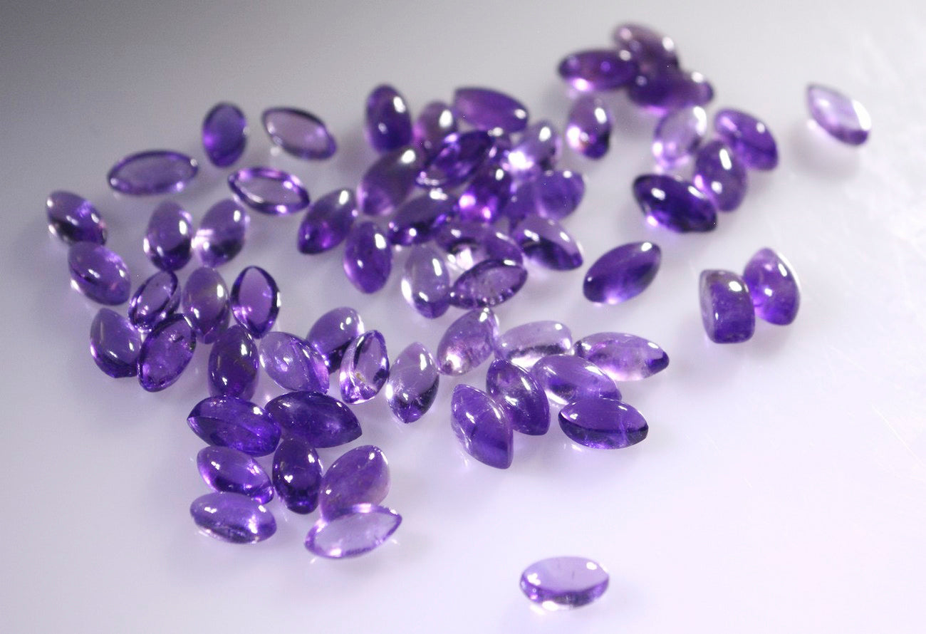 Amethyst 1PC Medium 7x14 MM Marquise  Cabochon Purple Natural semi Precious Loose Gemstone