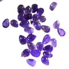 Amethyst 1PC Small 6x8 MM Pear Cabochon Purple Luster semi Precious Loose Gemstones
