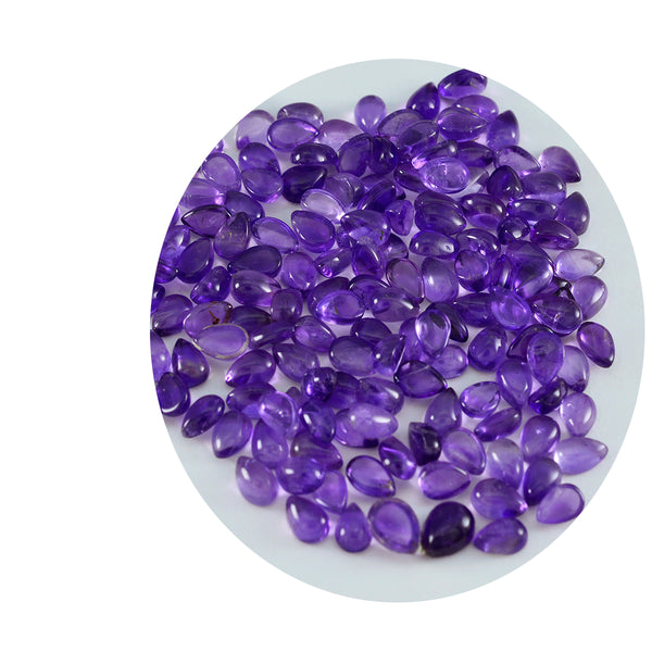 Amethyst 10PC Tiny 4x6 MM Pear Cabochon Purple Polished semi Precious Loose Gems
