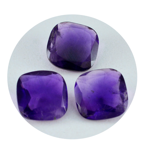 Amethyst 1PC Medium 9x9 MM Cushion Faceted Purple Lustrous Semi Precious Loose Gemstone