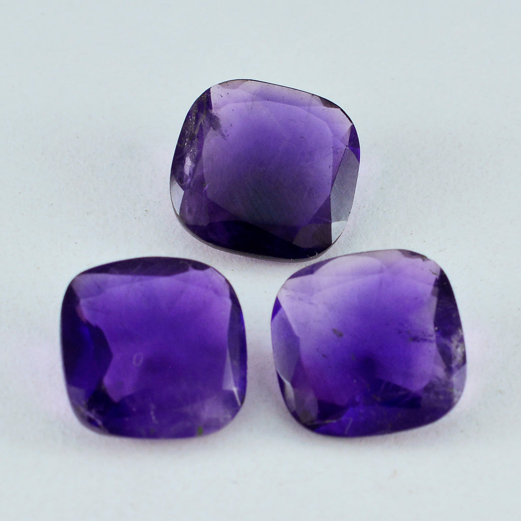 Amethyst 1PC Large 10x10 MM Cushion Faceted Purple Shine Semi Precious Loose Gemstones