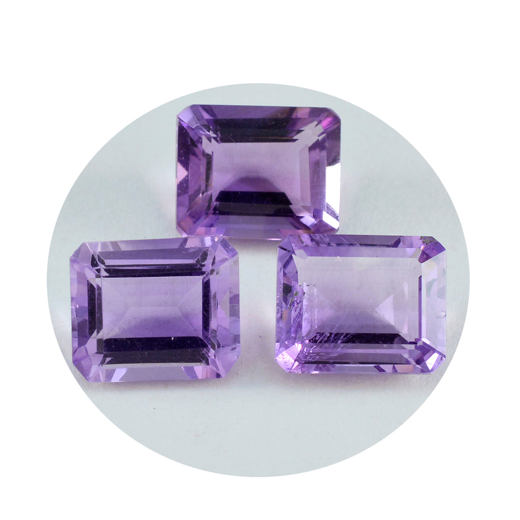 Amethyst 1PC Large 10x12 MM Emerald Faceted Purple Sparkling Semi Precious Loose Gemstone