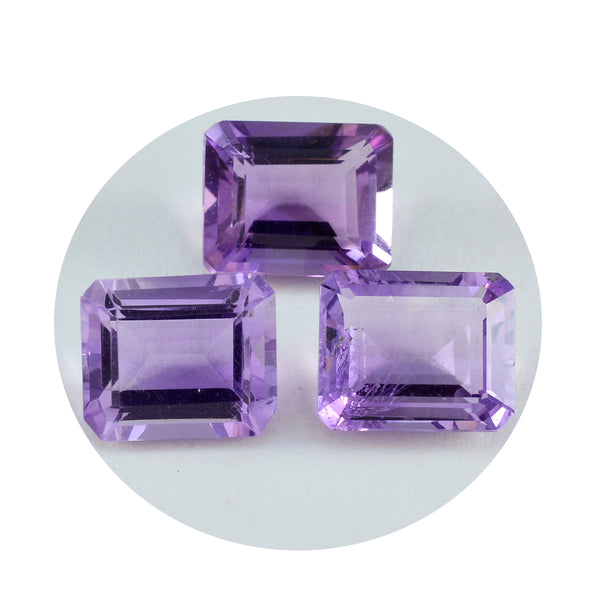 Amethyst 1PC Large 10x12 MM Emerald Faceted Purple Sparkling Semi Precious Loose Gemstone
