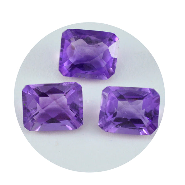 Amethyst 1PC Small 6x8 MM Emerald Faceted Purple High Quality Semi Precious Loose Gemstones