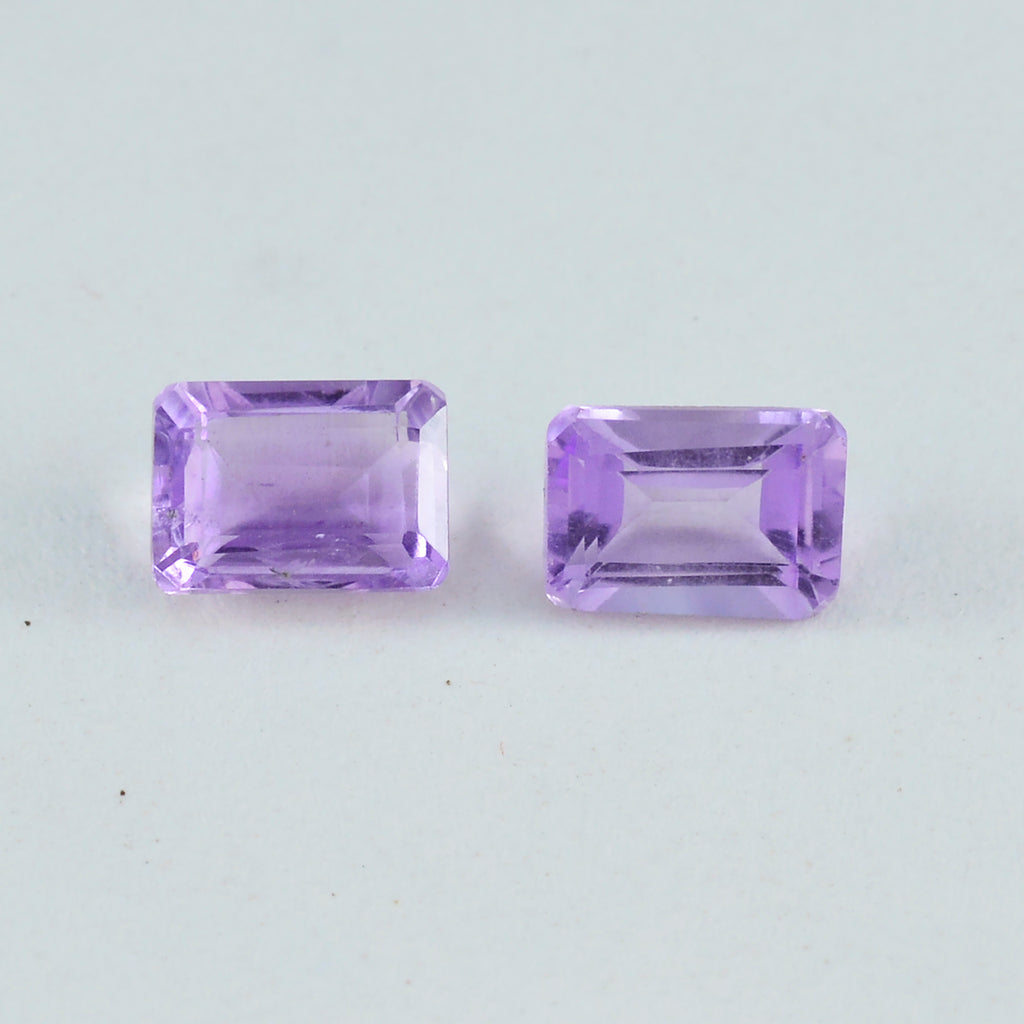 Amethyst 1PC Large 10x14 MM Emerald Faceted Purple Polished Semi Precious Loose Gemstones