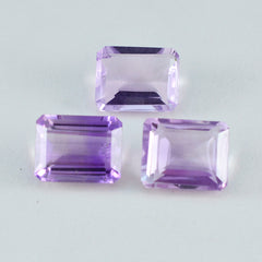Amethyst 1PC Medium 8x10 MM Emerald Faceted Purple Pure Semi Precious Loose Gemstones
