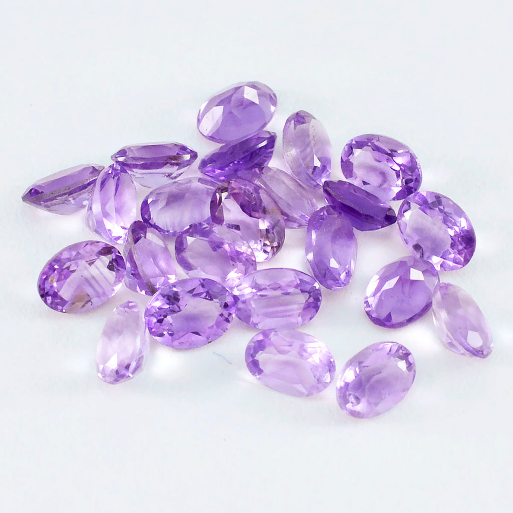 Amethyst 1PC Medium 7x10 MM Oval Faceted Purple Lustrous Semi Precious Loose Gemstone