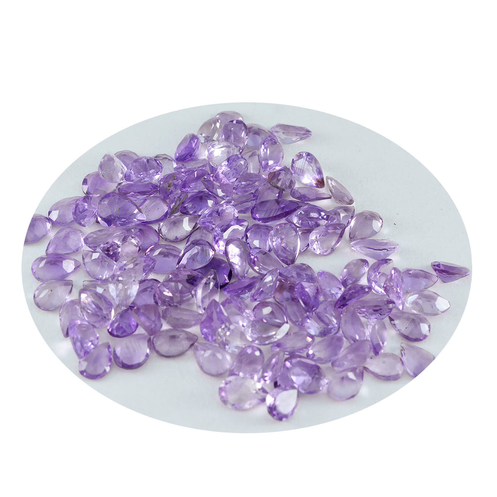 Amethyst 1PC Tiny 4x6 MM Pear Faceted Purple Genuine Semi Precious Loose Gemstones