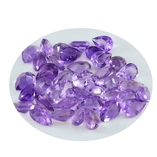 Amethyst 1PC Small 6x8 MM Pear Faceted Purple Pure Semi Precious Loose Gems