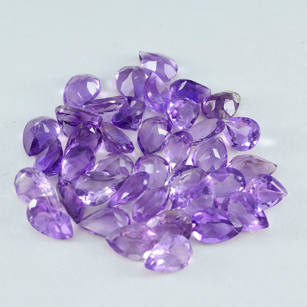Amethyst 1PC Small 6x8 MM Pear Faceted Purple Pure Semi Precious Loose Gems