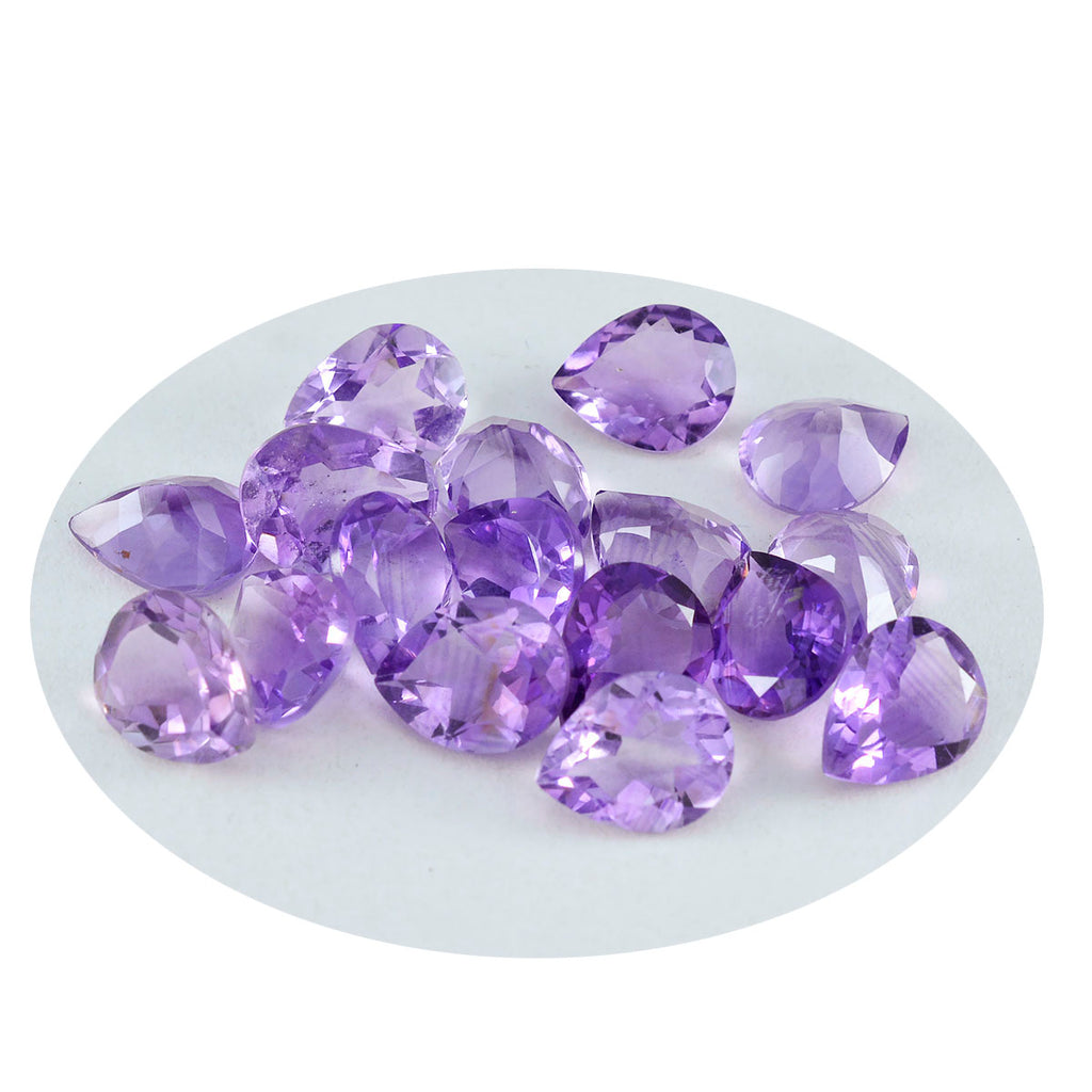 Amethyst 1PC Small 6x9 MM Pear Faceted Purple Fiery Semi Precious Loose Gemstone