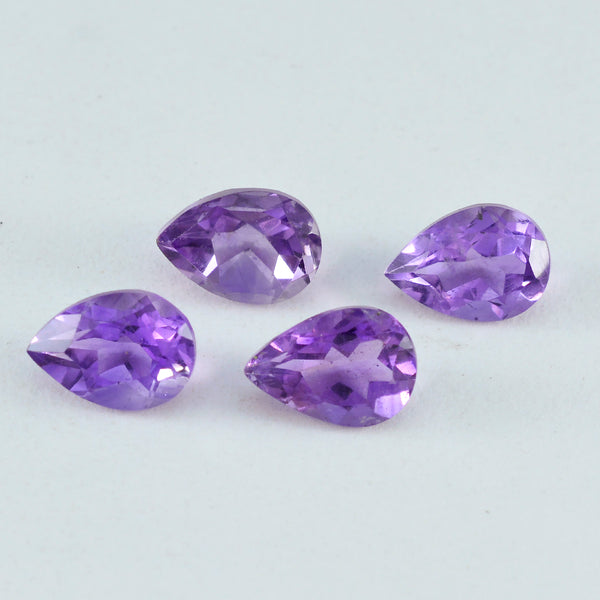 Amethyst 1PC Medium 8x10 MM Pear Faceted Purple Polished Semi Precious Loose Gems