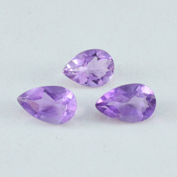 Amethyst 1PC Medium 8x10 MM Pear Faceted Purple Polished Semi Precious Loose Gems