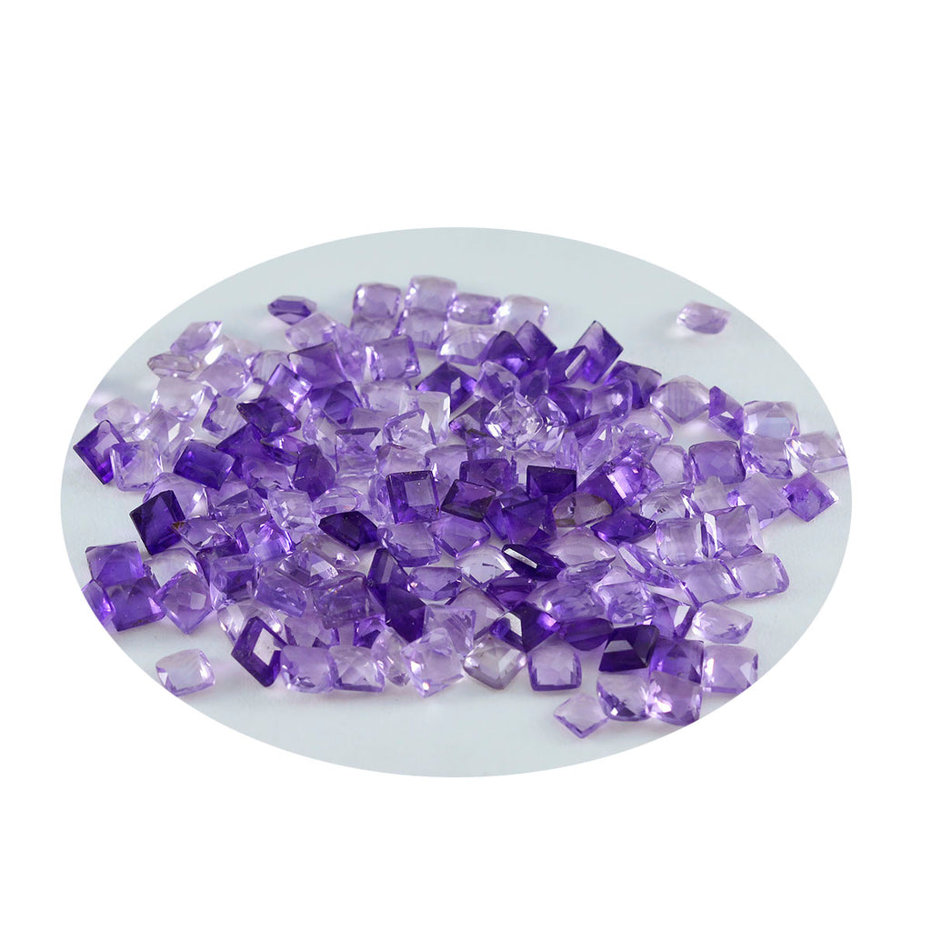 Amethyst 10PC Tiny 3x3 MM Square Faceted Purple Fiery Semi Precious Gems