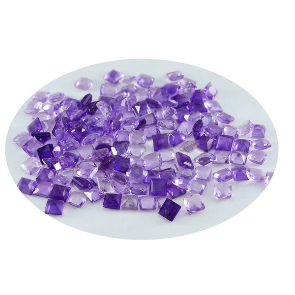 Amethyst 10PC Tiny 4x4 MM Square Faceted Purple Brilliant Semi Precious Loose Gems
