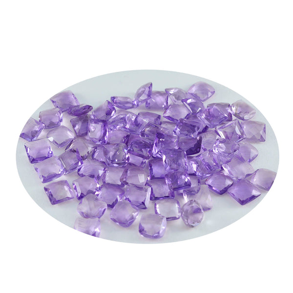 Amethyst 1PC Tiny 5x5 MM Square Faceted Purple Sparkling Semi Precious Loose Gemstone