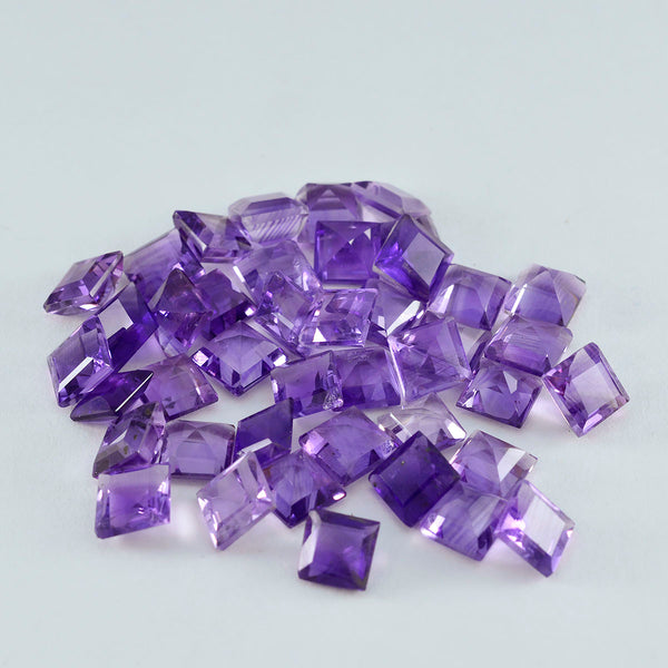 Amethyst 1PC Small 8x8 MM Square Faceted Purple Luster Semi Precious Loose Gems