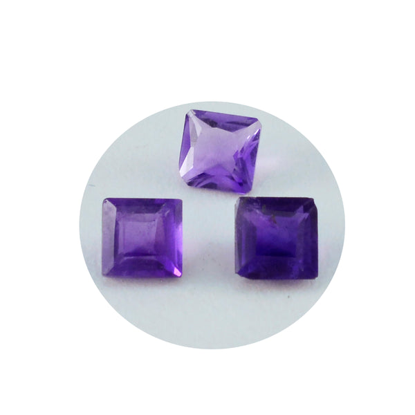 Amethyst 1PC Medium 9x9 MM Square Faceted Purple Lustrous Semi Precious Loose Gemstone