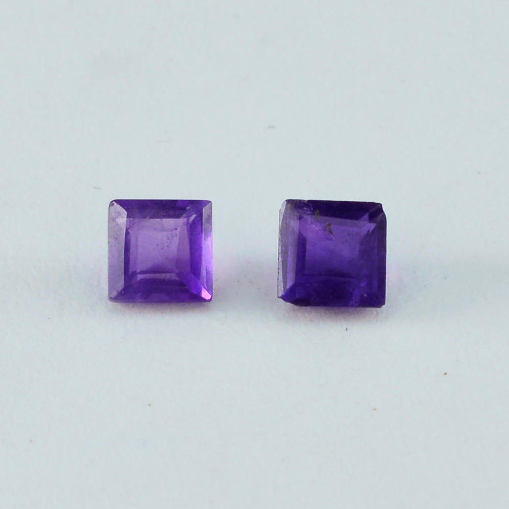 Amethyst 1PC Small 7x7 MM Square Faceted Purple Splendid Semi Precious Gems